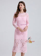 Retro Lace Slim Long Sleeve Dress