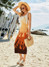 Printed Knitted Bikini Beach Dress