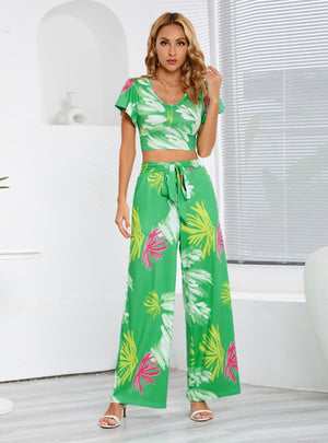 Casual Wide-leg Trousers Two-piece Suit