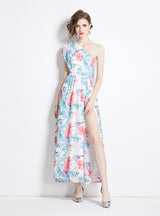 Irregular Sleeveless One Shoulders Dress