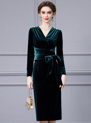 Dark Green Velvet Mother Of The Bride Dress