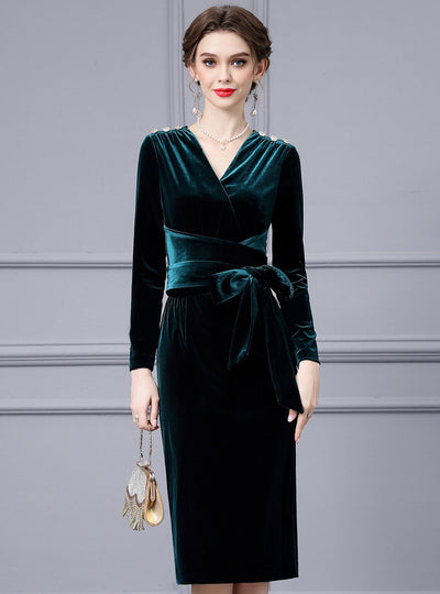 Dark Green Velvet Mother Of The Bride Dress