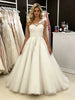 White Tulle One Shoulder Appliques Wedding Dress