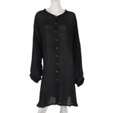 Sexy Long Sleeve Solid Color beach Dress