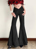 V-neck High Waist Slim Flared Pants