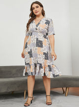 V-neck Slim Short-sleeved Dress