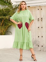 Short-sleeved Loose Casual Striped Dress