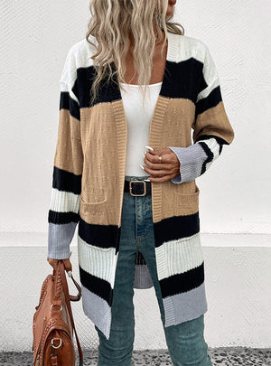 Contrasting Cardigan Sweater Coat