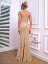 Fashion Slim Slit Sequined Dress