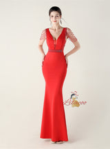 Mermaid V-neck Beading Prom Dress