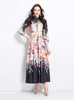 Printed Long Stand-up Silm Waist Slim Dress