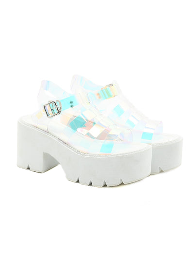 Women Colorful White Platform Sandals