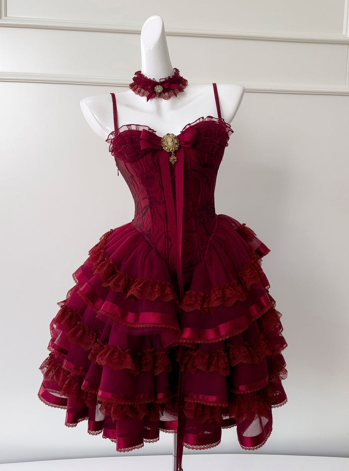 Retro Sling Lace Cake Fluffy Dress