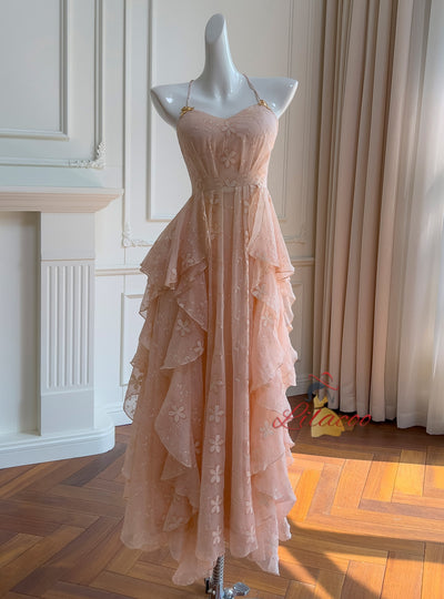 Halter Embroidered Irregular Dress