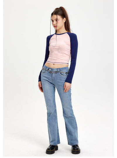 Round Neck Slim Long Sleeve Shirt T-shirt