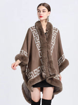 Jacquard Knitted Cardigan Loose Coat Shawl Cloak