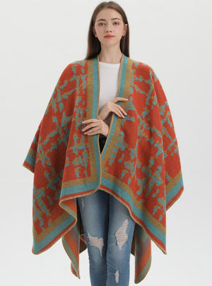 Retro Camouflage Plaid Split Shawl