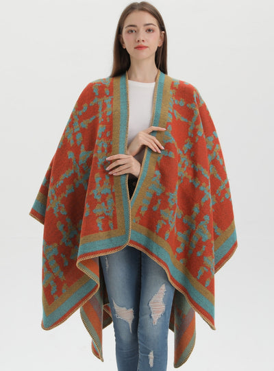 Retro Camouflage Plaid Split Shawl