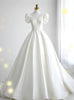 White Satin V-neck Wedding Dress