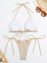 Sexy Solid Color Lace-up Bikini