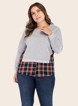 Fake Two-piece Spliced Round Neck Long-sleeved Shirt