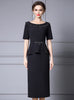Black Short Sleeve Beading Mother Of The Bride Dress