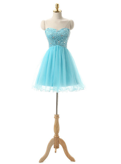 Blue Sweetheart Beading Homecoming Dress