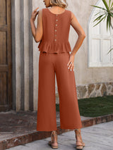 Sleeveless Vest Wide-leg Pants Casual Suit