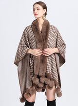 Houndstooth Jacquard Shawl Cloak Cover