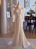 White Mermaid Lace Long Sleeve Wedding Dress