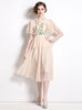Heavy Mesh Stitching Beaded Flower Dress