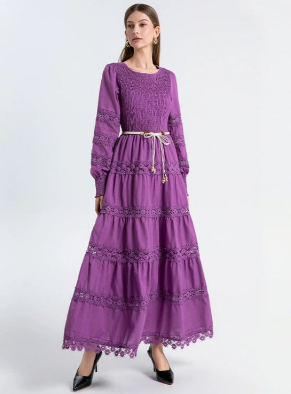 Retro Lace Openwork Lace Slim Dress