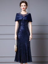 Gold Sequins Beading Crystal Mother Of The Bride Dress
