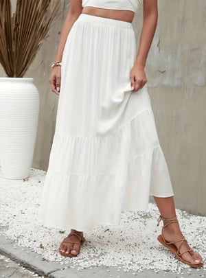 Beach Wind Solid Color Ruffled Skirt