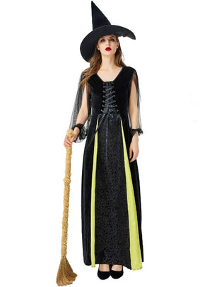 Halloween Witch Costume Green and Black Witch Cosplay