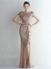 Mermaid Sequins Cap Sleeve Split Prom Dress
