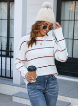 Women Striped Turtleneck Sweater