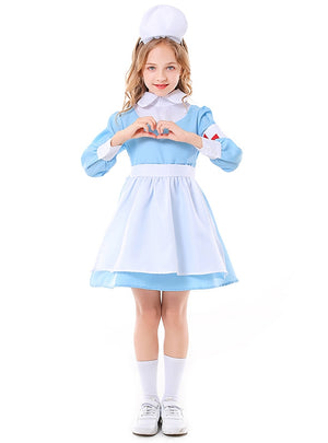 Halloween Blue and White Maid Nurse Dress Uniform