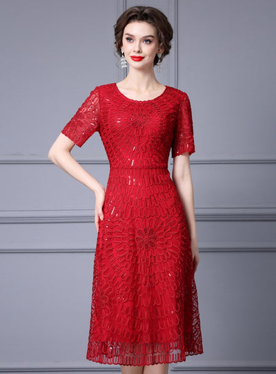 Sequins Short Sleeve Mother Of The Bride Dress