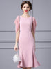 Pink Short Sleeve Beading Mother Of The Bride Dress
