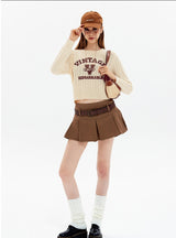 Twist Retro Letters Short Sweater
