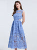 Blue Hollow Lace Sleeveless Dress