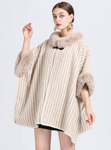 Imitation Rex Rabbit Fur Collar Shawl Cloak