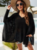 Loose Hollow Round Neck Bat Sleeve Knitted Cover Up