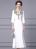 White Short Sleeve Crystal Mother Of The Bride Dress