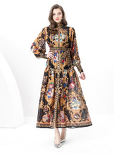 Palace Printed Long Sleeve Party Dress