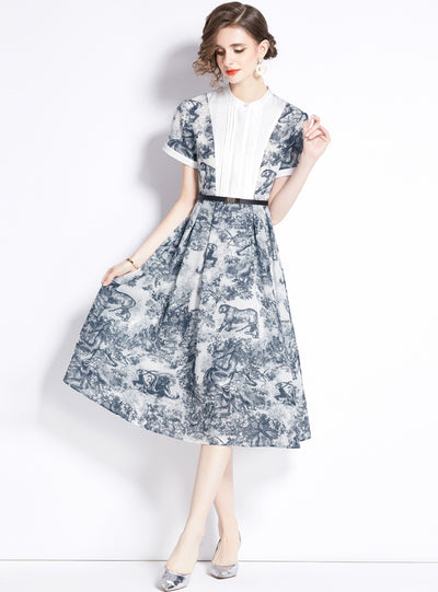 Printed Mosaic Ink Print Big Swing Dress