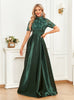 Short Sleeve Satin High Neck Prom Dress