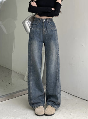 High-waist Loose Wide-leg Jeans