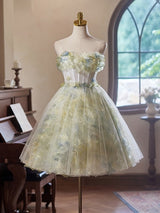 White Tulle 3D Flower Homecoming Dress